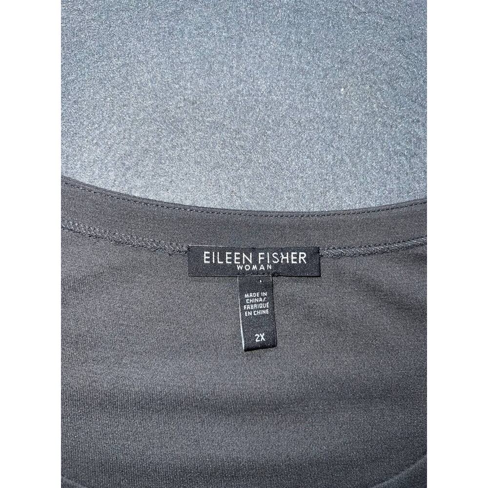 Eileen Fisher 100% silk Dark Grey crewneck long sleeve box top size 2X A009387 - Picture 6 of 8